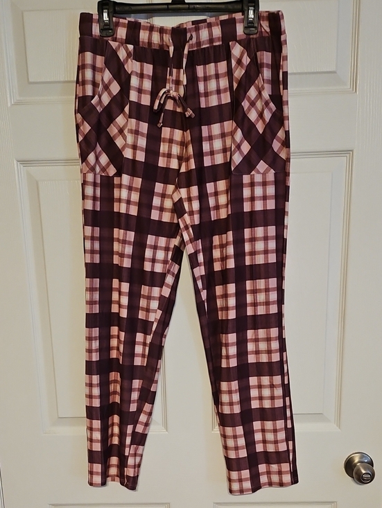 Lucky Brand Pants - Lucky Brand Pink and Burgundy Plaid Drawstring Joggers